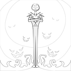 Nightmare before christmas jack drawing black and white vector