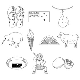 New Zealand traditional symbols black and white vector