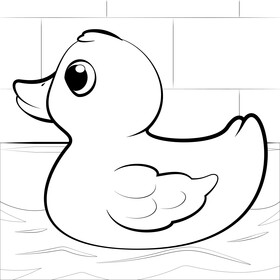 Rubber duck drawing black and white vector