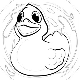 Rubber duck black and white vector