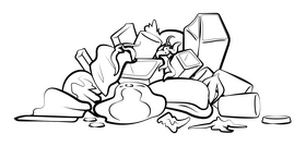 Garbage pile black and white clipart