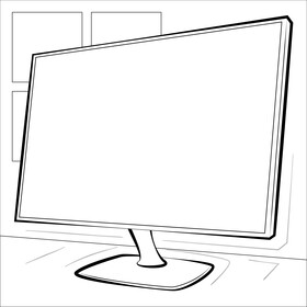 Monitor led drawing black and white vector