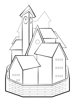 Community drawing black and white clipart