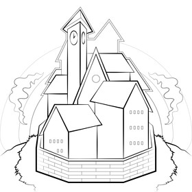 Community drawing black and white vector