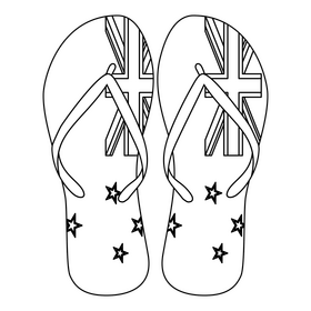 New Zealand flip flops black and white clipart
