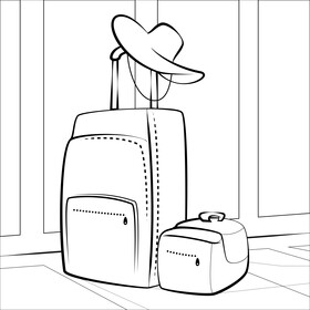 Travel luggage drawing black and white vector