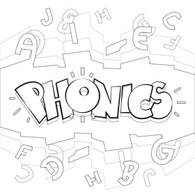 Phonics drawing outline black and white vector free download