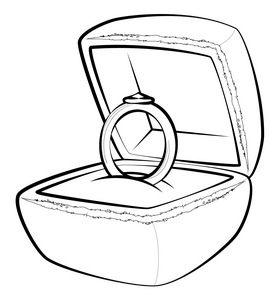 Engagement ring drawing black and white clipart