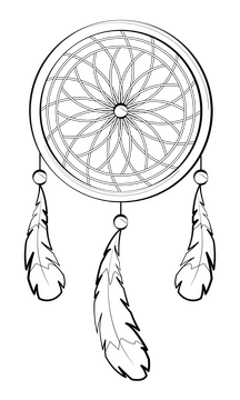 Dreamcatcher drawing black and white clipart