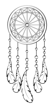 Dreamcatcher drawing black and white clipart