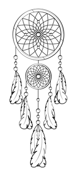 Dreamcatcher drawing black and white clipart