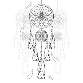 Dreamcatcher drawing black and white vector
