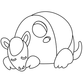 Armadillo sleeping black and white clipart