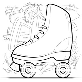 Roller skates drawing outline black and white vector