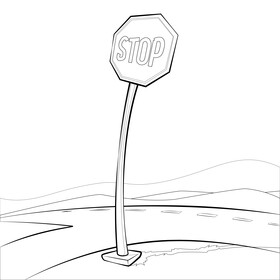 Stop sign drawing outline black and white vector