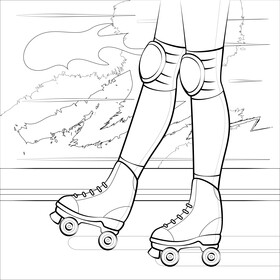 Roller skates drawing black and white vector