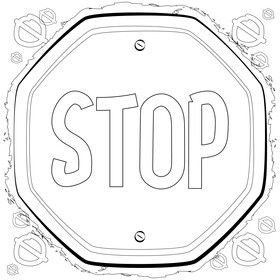 Stop sign drawing black and white vector