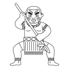Maori people black and white clipart
