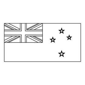New Zealand flag black and white clipart