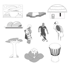 Nigeria traditional symbols black and white vector