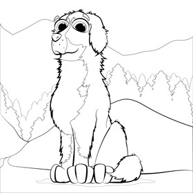 Bernese mountain dog drawing black and white vector