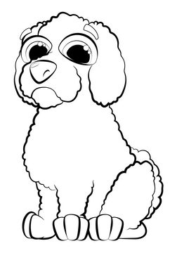 Bichon frise dog drawing black and white clipart