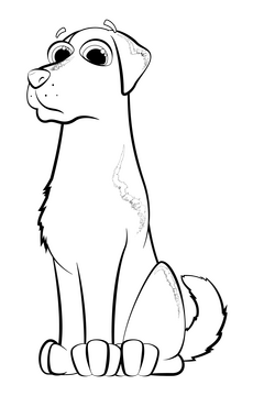 Black lab dog drawing black and white clipart