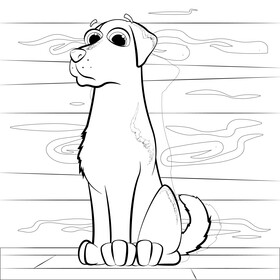 Black lab dog drawing black and white vector