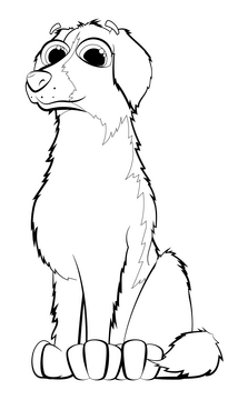 Border collie dog drawing black and white clipart