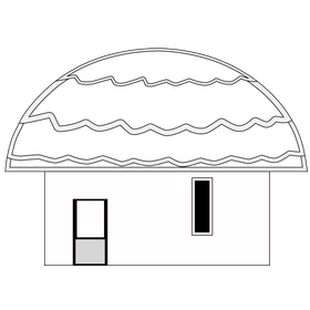 African traditional house black and white clipart