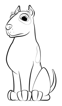Bull terrier dog drawing black and white clipart