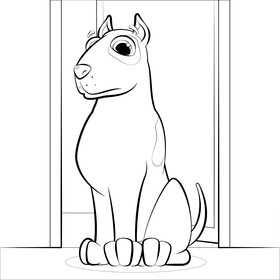 Bull terrier dog drawing black and white vector