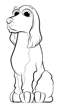 Cocker spaniel dog drawing black and white clipart