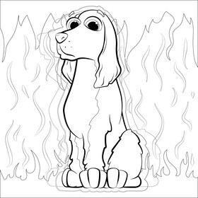 Cocker spaniel dog drawing black and white vector
