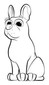 French bulldog dog drawing black and white clipart