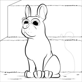 French bulldog dog drawing black and white vector