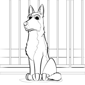 German shepherd dog drawing black and white vector