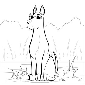 Great dane dog drawing black and white vector