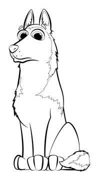 Husky dog drawing black and white clipart