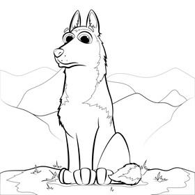 Husky dog drawing black and white vector
