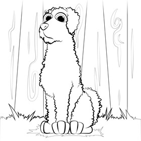 Labradoodle dog drawing black and white vector