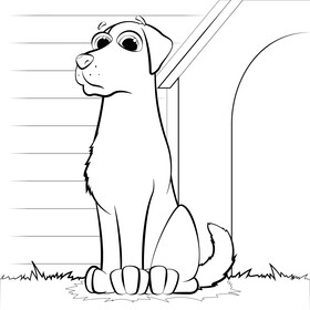 Labrador dog drawing black and white vector