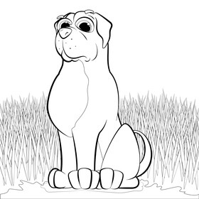 Mastiff dog drawing black and white vector