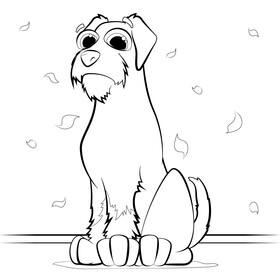 Miniature schnauzer dog drawing black and white vector