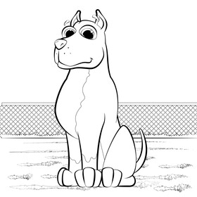 Pitbull dog drawing black and white vector