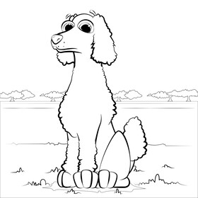 Poodle dog drawing black and white vector