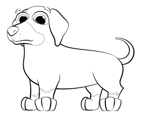 Sausage dog drawing black and white clipart