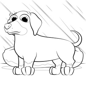 Sausage dog drawing black and white vector