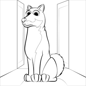 Shiba inu dog drawing black and white vector