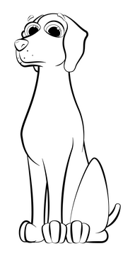 Weimaraner dog drawing black and white clipart